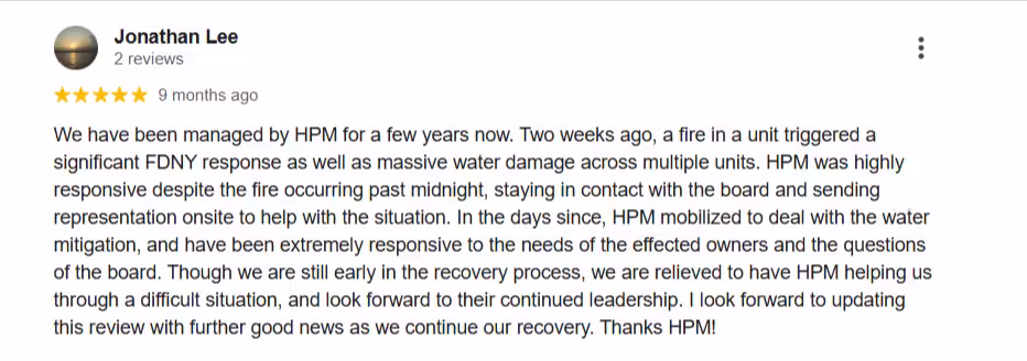 Customer review of Harlem Property Management
